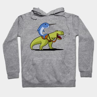 Narwhal Riding T-Rex Dinosaur Hoodie